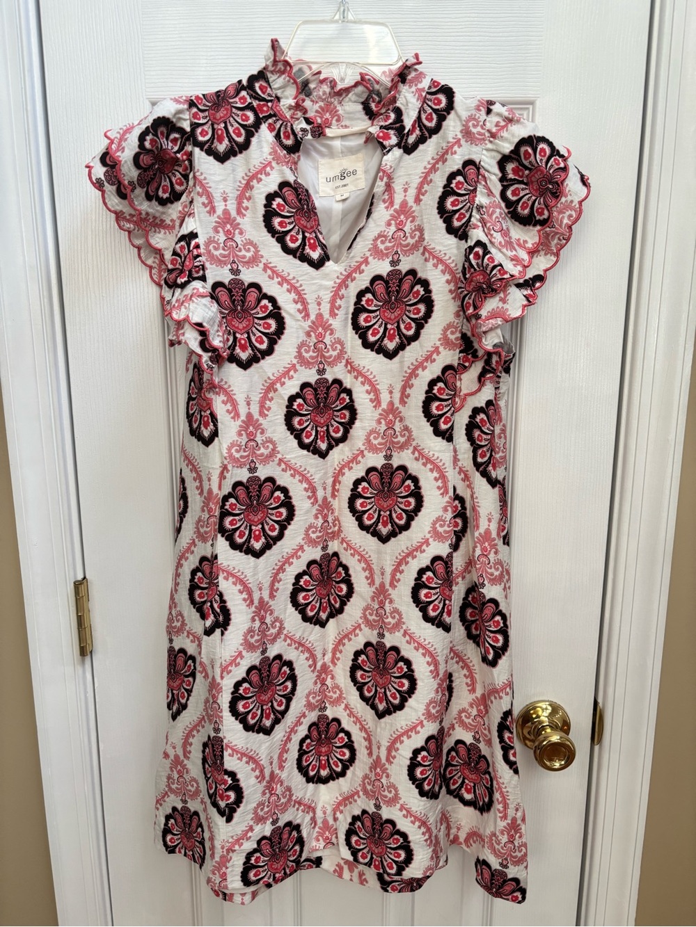 Umgee Floral Ruffle Fully Lined Shift Dress w/ Ruffle Shoulders, Size M, EUC - Picture 2 of 5